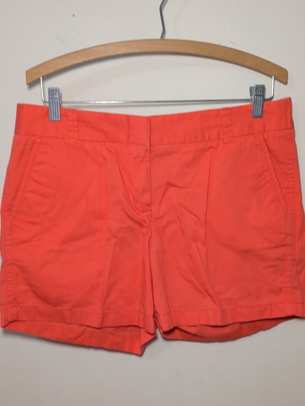 J Crew Broken In Chino Shorts Coral Orange 100% Cotton Preppy Women's Size 10